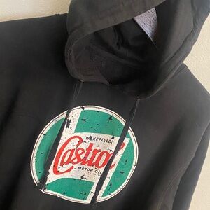 Castrol Logo Circle Black Hooded Sweatshirt Unisex XL
